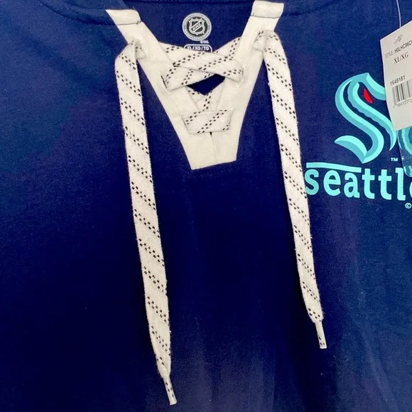 NWT [NHL] Seattle Kraken 🐙 Lace-Up Long-Sleeved Hooded Top Women’s Sz XL 16/18 - Picture 8 of 9